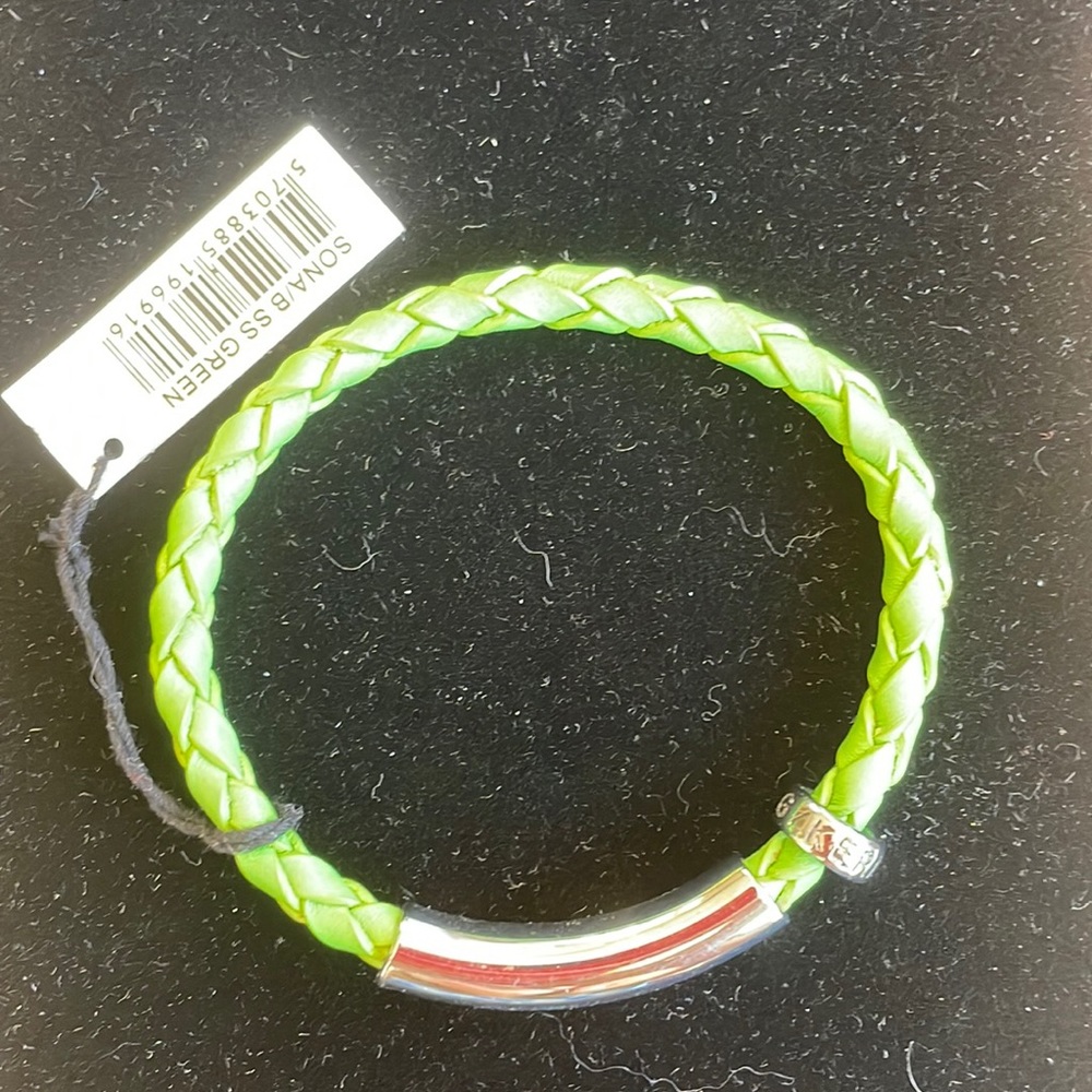 Dyrberg Kern Leather Bracelet Sona Silver Green Braided Leather